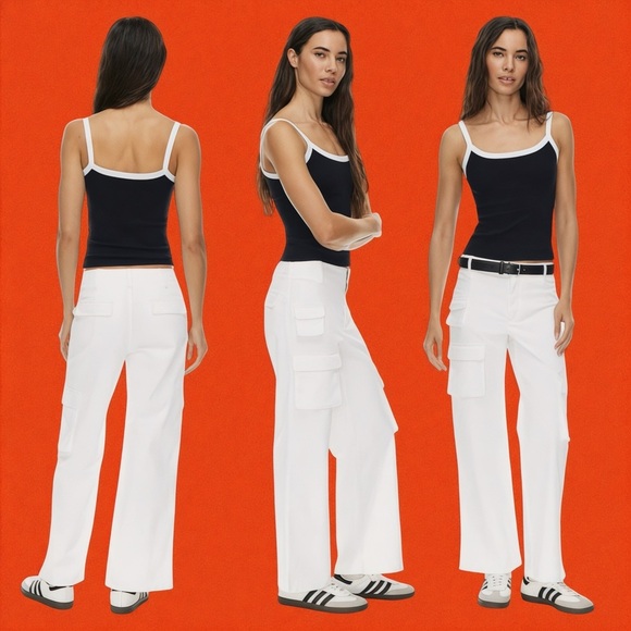 Aritzia TNA Women’s Picture High-Rise Cargo Pants In White Size 4 - Picture 1 of 9